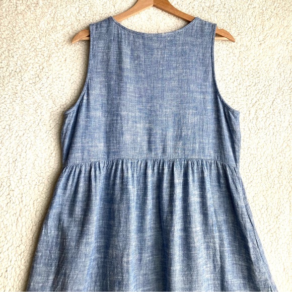 Briggs Women's sleeveless blue linen tiered ruffle dress, Sz L - Picture 13 of 15